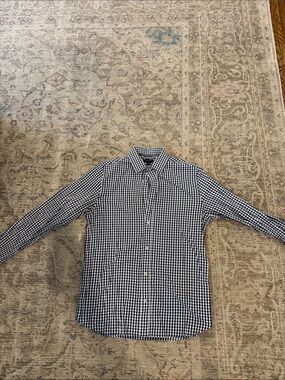 Banana Republic Navy blue and White Gingham Button-Down Shirt